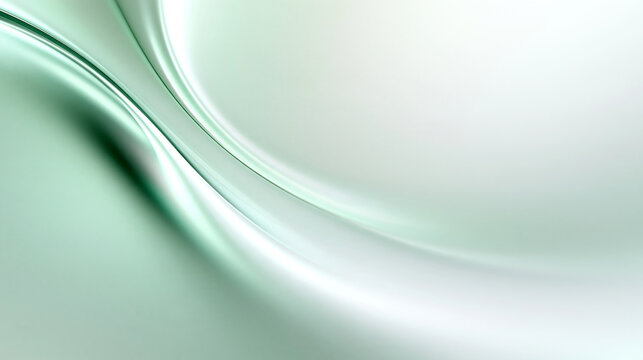 Green Abstract Wave Background with Smooth Silk Curve