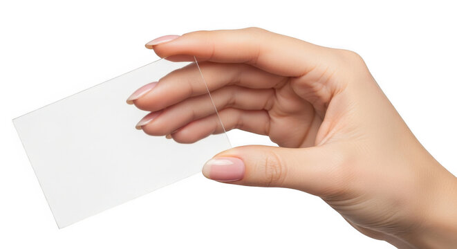 Hand holding small clear object isolated on transparent background transparent background