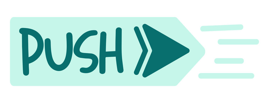 Push Button Sign with Right Direction Arrow Fast Speed Badge Sticker Isolated on Transparent Background