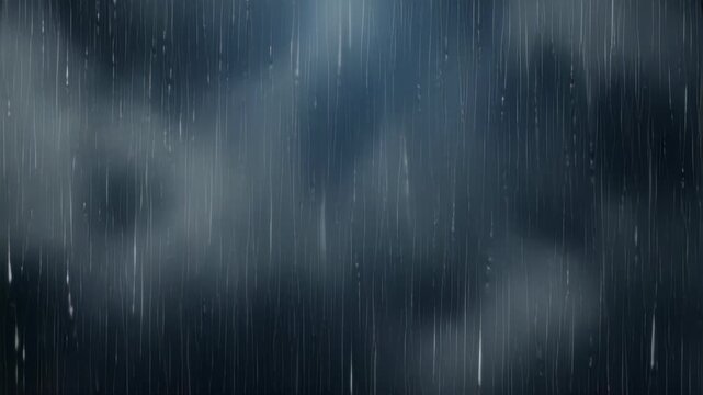 Rain falling on dark cloudy sky background