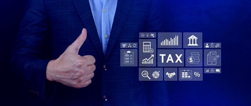 Online tax payment and financial planning concept. analyzing financial data and tax calculation to complete Individual income tax return, Government, state taxes, report. not ai