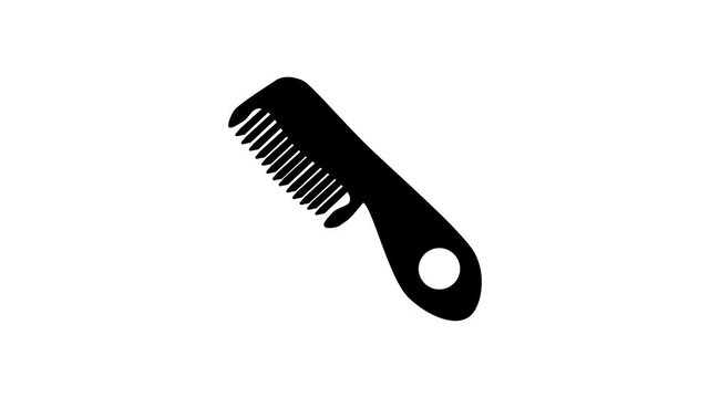 Black hair comb icon on white background