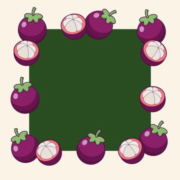 Mangosteen frame background with blank green space for copy text