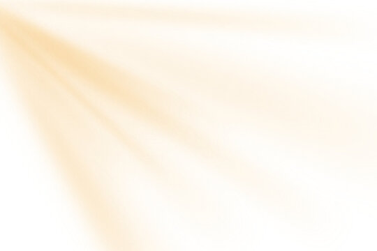 Warm golden sun rays light overlay on transparent background