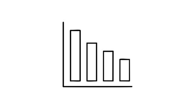 Minimalistic line graph showcasing increasing data trends with vertical bars representing growth visually. Simple design emphasizes clear presentation of data in professional context,