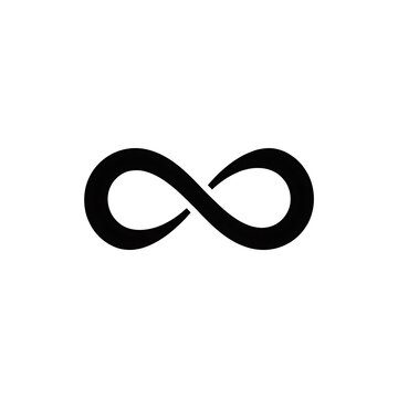 Black infinity symbol icon isolated on white background depicting endless loops and eternity concepts