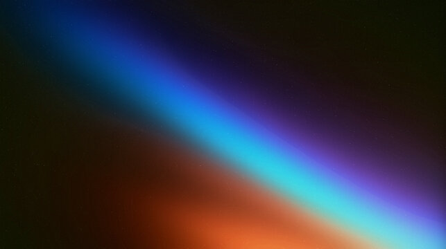 Vibrant neon gradient sweeps diagonally through dark textured space, merging electric blue, cyan, violet and warm orange light into soft glowing bands with cinematic futuristic energy and vivid motion
