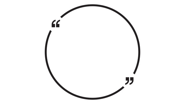 Minimalist circular quotation mark frame icon on white background with quote icon text border speech bubble punctuation mark minimalist design graphic element citation marker simple icon