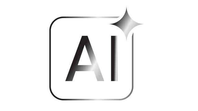 Artificial intelligence icon with metallic gradient and sparkling star AI logo tech icon machine learning computing icon digital design app icon tech brand AI design high tech gradient