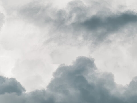 Soft gray overcast storm clouds filling sky, moody minimal weather background with gentle diffused light and copy space