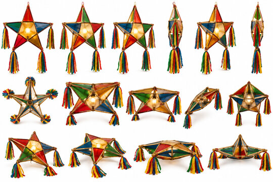 collage of colorful star-shaped Philippine lanterns from various angles