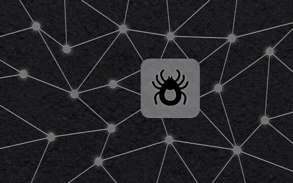 Ein Computervirus greift als digitale Schadsoftware das globale Netzwerk an. Die dunkle Illustration symbolisiert Bedrohung und IT-Sicherheit in der modernen Technologie.