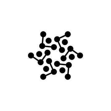 Circular tech network nodes connection icon isolated on white background