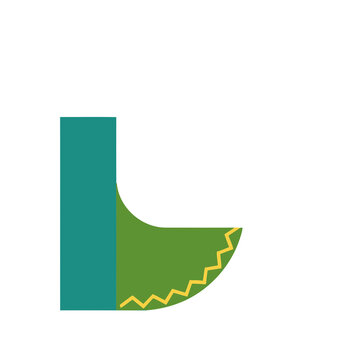 Abstract geometric shape with teal and green colors