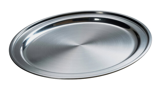 Stainless steel platter png oval serving tray png shiny metal dish png kitchen tableware png transparent background image