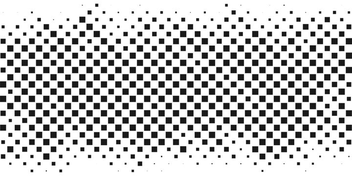 Black square pixel pattern with varied geometric blocks and scattered arrangement, modern abstract background vector illustration