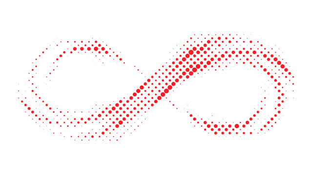 Red circular particle element with tiny scattered dots and minimal spacing, clean abstract background vector illustration design