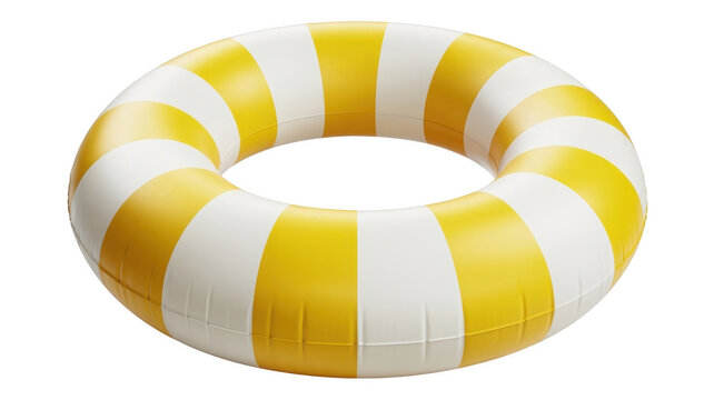 Yellow white inflatable ring png striped swimming float png pool inflatable buoy png summer water toy png transparent background image