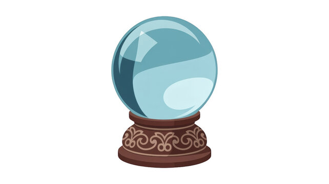 Crystal ball png fortune telling orb png wooden base crystal sphere png magic divination accessory png transparent background image