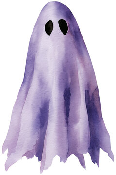 Water color illustration of Ghost for Halloween on transparent background