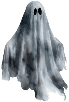 Water color illustration of Ghost for Halloween on transparent background
