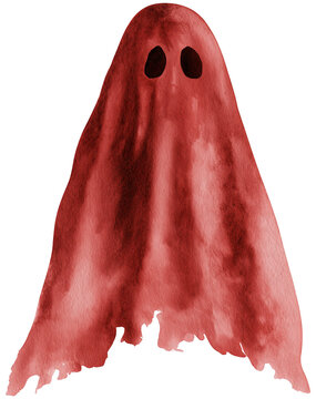 Water color illustration of Ghost for Halloween on transparent background