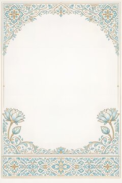 Complete decorative frame with lotus corners and mosaic header and footer