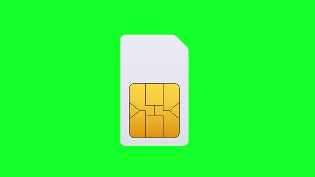 Rotating mobile phone sim card on a green screen