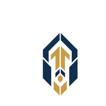 Abstract geometric logo with upward arrow