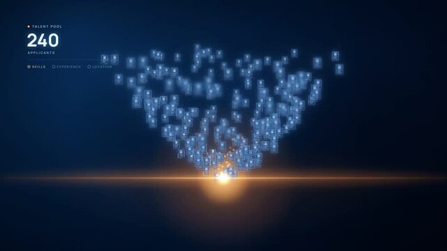 Talent pool screening funnel filters 239 applicants down to one best matching candidate profile