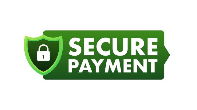 Secure payment button with shield and padlock icon animation