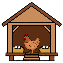 Chicken Coop with Eggs Illustration © Mohamed