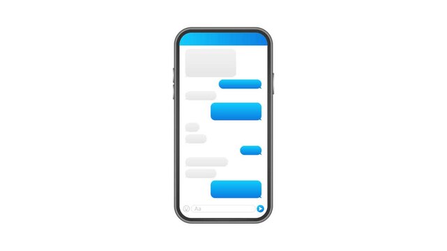 Smartphone text message conversation on screen animation
