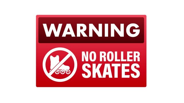 Animated no roller skates warning sign motion graphics