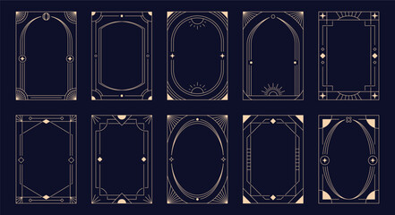 Obraz premium Celestial Frame Art Deco Border Set Line Art