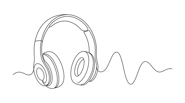 Headphones continuous line drawing minimalist music design vector asset