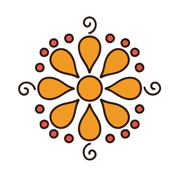 Orange flower with dots and swirls