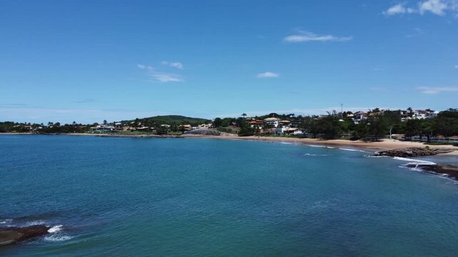 Aerial Drone View of Praia dos Adventistas in Praia do Morro, Guarapari