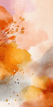 Warm autumn watercolor background with earth tones and subtle texture