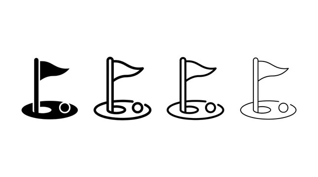 Golf hole and flag icons with varying stroke weights.