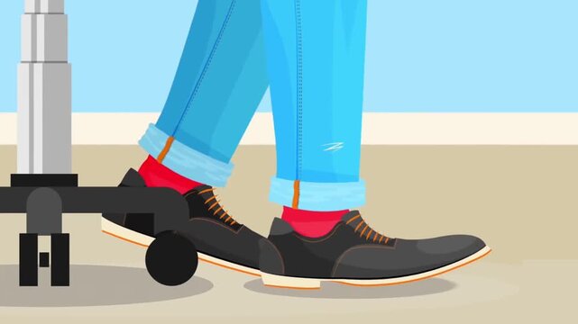 Animated office worker tapping feet impatiently in modern workspace video clip for business projects