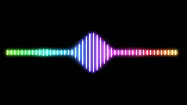 Audio Waveform Graphic, Vibrant Rainbow Spectrum Illustration, Sound Visualization Design, Music Equalizer Concept.