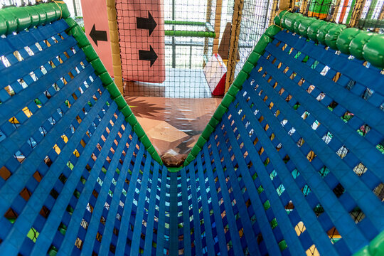 Playroom for preschool children, sports play complex for girl and boy interior
