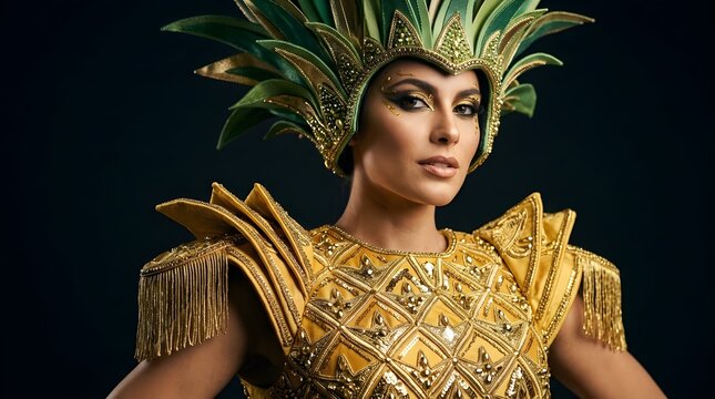Landscape Pineapple Royal Carnival Couture
 Regal carnival costume inspired by the golden texture and crown-shaped leaves of a tropical pineapple.