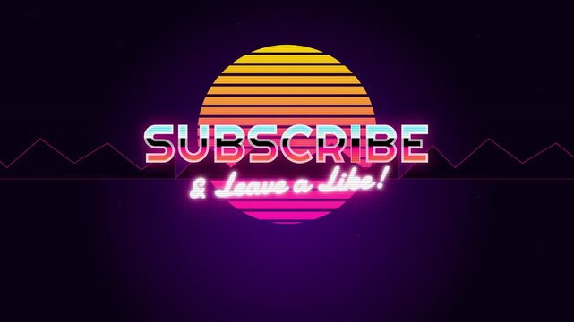 Retro neon synthwave outro - subscribe and thank you animated end screen
