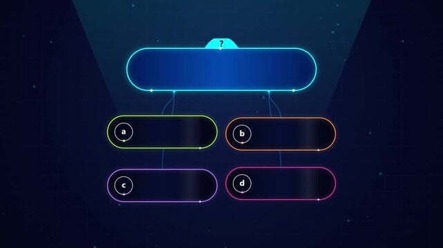 Digital mind map with choices in dark background.