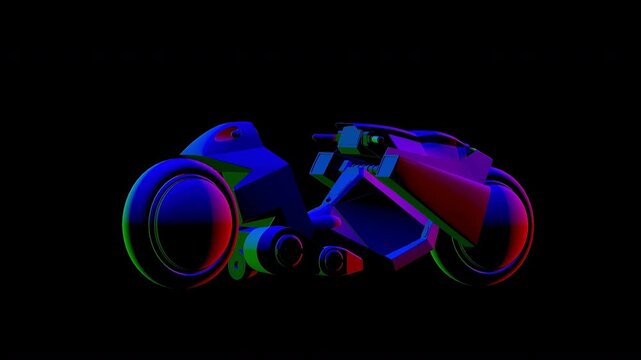 3D Futuristic Colorful Cyber Punk Motor Bike 4K 60fps ProRes