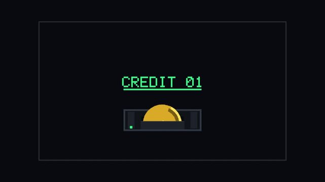 Pixel Art Retro Arcade Insert Coin Animation with Credit Counter