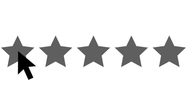 Mouse cursor clicking a star rating icon to provide customer feedback