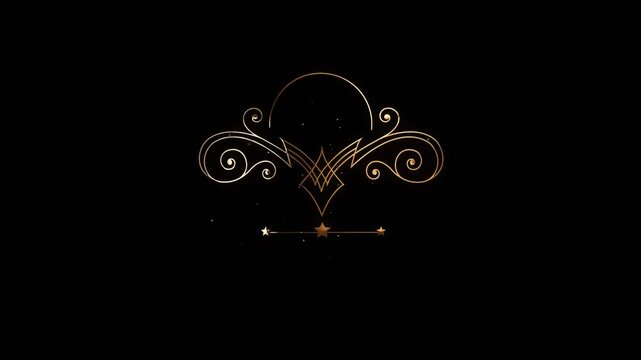 abstract golden line luxury reveal title with glowing particles and alpha channel